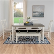 Linon Jane 6 Pce Upholstered Dining Set with Bench in Vanilla White/Gray Wood