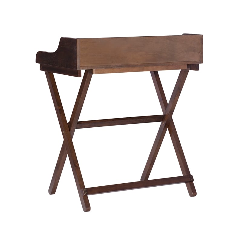 Linon Cade Wood Folding Desk in Antique Walnut Brown