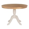 Linon Troyin 2 Tone Round Pedestal Dining Table in Natural and White Solid Wood