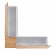 Linon Troyin Two Tone Backless Wooden Storage Nook in Natural and White