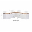 Linon Troyin Two Tone Backless Wooden Storage Nook in Natural and White