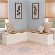 Linon Troyin Two Tone Backless Wooden Storage Nook in Natural and White