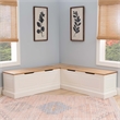 Linon Troyin Two Tone Backless Wooden Storage Nook in Natural and White