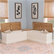 Linon Troyin Two Tone Backless Wooden Storage Nook in Natural and White