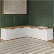 Linon Troyin Two Tone Backless Wooden Storage Nook in Natural and White