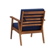 Linon Cooper Outdoor 4 Piece Wood Chat Set with Blue Cushions in Walnut Finish