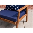 Linon Cooper Outdoor 4 Piece Wood Chat Set with Blue Cushions in Walnut Finish