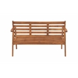 Linon Cooper Outdoor 4 Piece Wood Chat Set with Gray Cushions in Walnut Finish