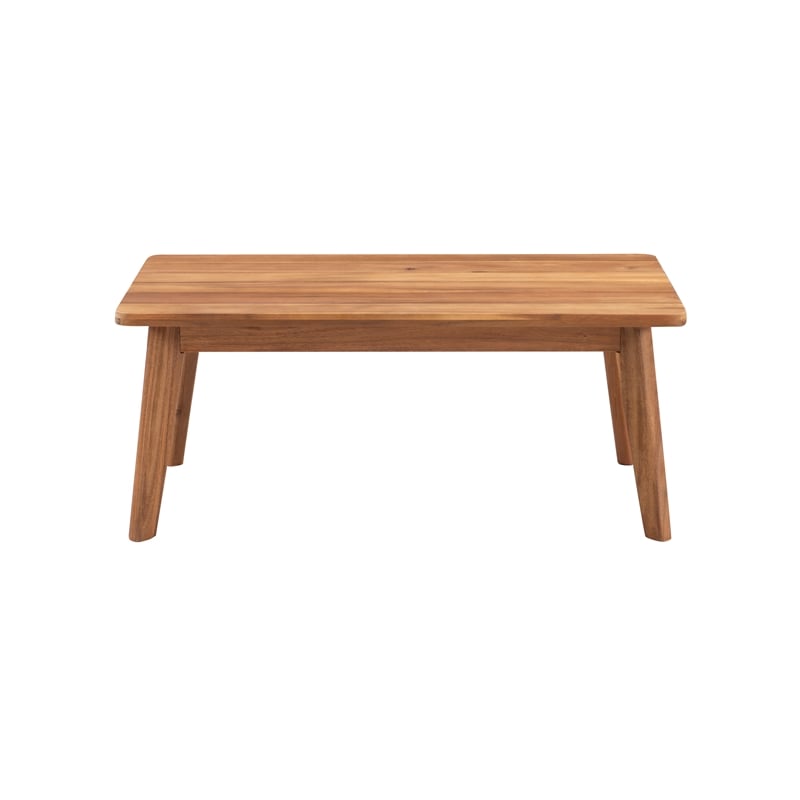 Linon Cooper Outdoor 4 Piece Wood Chat Set with Gray Cushions in Walnut Finish