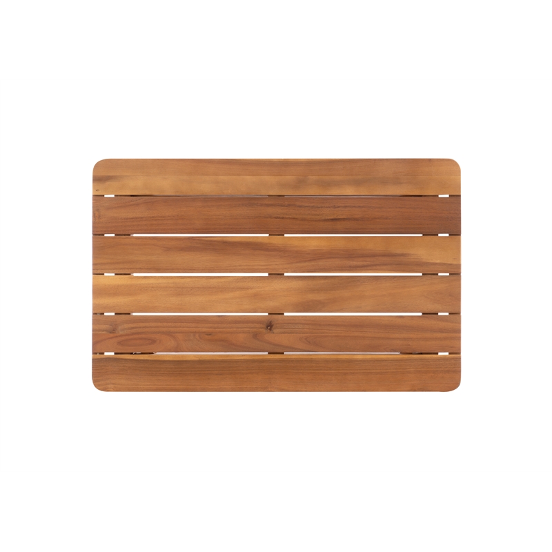 Linon Cooper Outdoor 4 Piece Wood Chat Set with Gray Cushions in Walnut Finish