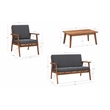 Linon Cooper Outdoor 4 Piece Wood Chat Set with Gray Cushions in Walnut Finish