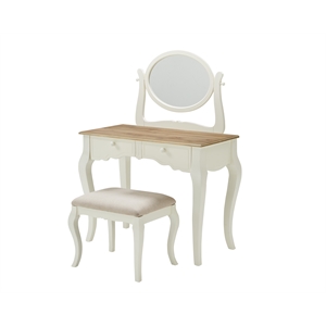 linon emerson two tone wood vanity set with mirror in white