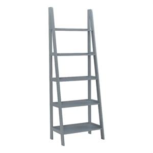 Linon Archdale Wood Open Back 72&quot Ladder Bookshelf with 5 Shelves in Gray