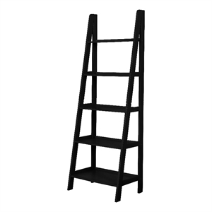 Linon Archdale Wood Open Back 72&quot Ladder Bookshelf with 5 Shelves in Black