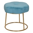 Linon Siena Gold Steel Base Upholstered Flower Shape Vanity Stool in Blue Velvet