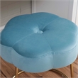 Linon Siena Gold Steel Base Upholstered Flower Shape Vanity Stool in Blue Velvet