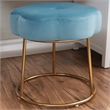 Linon Siena Gold Steel Base Upholstered Flower Shape Vanity Stool in Blue Velvet