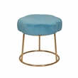 Linon Siena Gold Steel Base Upholstered Flower Shape Vanity Stool in Blue Velvet