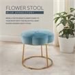 Linon Siena Gold Steel Base Upholstered Flower Shape Vanity Stool in Blue Velvet