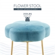 Linon Siena Gold Steel Base Upholstered Flower Shape Vanity Stool in Blue Velvet
