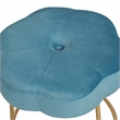 Linon Siena Gold Steel Base Upholstered Flower Shape Vanity Stool in Blue Velvet