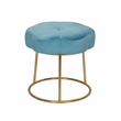 Linon Siena Gold Steel Base Upholstered Flower Shape Vanity Stool in Blue Velvet