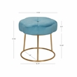 Linon Siena Gold Steel Base Upholstered Flower Shape Vanity Stool in Blue Velvet
