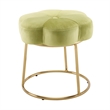 Linon Siena Gold Base Upholstered Flower Shape Vanity Stool in Green Velvet