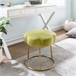 Linon Siena Gold Base Upholstered Flower Shape Vanity Stool in Green Velvet