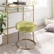 Linon Siena Gold Base Upholstered Flower Shape Vanity Stool in Green Velvet