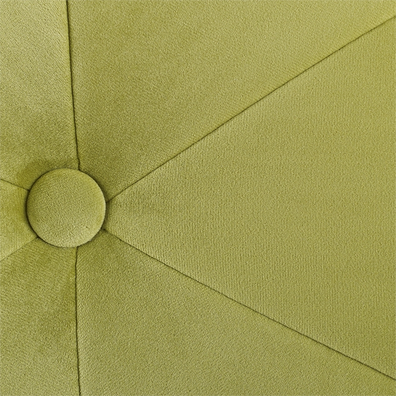 Linon Siena Gold Base Upholstered Flower Shape Vanity Stool in Green Velvet