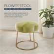 Linon Siena Gold Base Upholstered Flower Shape Vanity Stool in Green Velvet