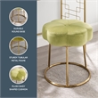 Linon Siena Gold Base Upholstered Flower Shape Vanity Stool in Green Velvet