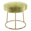 Linon Siena Gold Base Upholstered Flower Shape Vanity Stool in Green Velvet