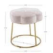 Linon Siena Gold Steel Base Upholstered Flower Shape Vanity Stool in Pink Velvet