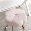 Linon Siena Gold Steel Base Upholstered Flower Shape Vanity Stool in Pink Velvet