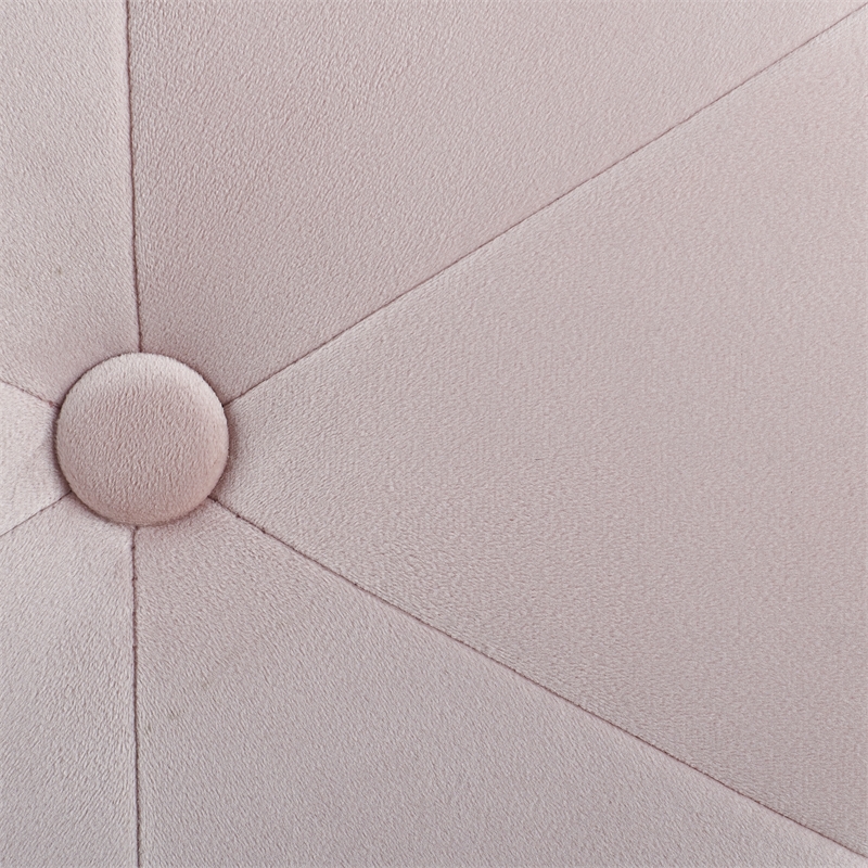 Linon Siena Gold Steel Base Upholstered Flower Shape Vanity Stool in Pink Velvet