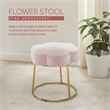 Linon Siena Gold Steel Base Upholstered Flower Shape Vanity Stool in Pink Velvet