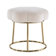 Linon Siena Gold Base Upholstered Flower Shaped Vanity Stool in White Velvet