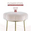 Linon Siena Gold Base Upholstered Flower Shaped Vanity Stool in White Velvet