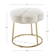 Linon Siena Gold Base Upholstered Flower Shaped Vanity Stool in White Velvet