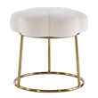 Linon Siena Gold Base Upholstered Flower Shaped Vanity Stool in White Velvet