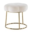 Linon Siena Gold Base Upholstered Flower Shaped Vanity Stool in White Velvet