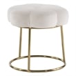 Linon Siena Gold Base Upholstered Flower Shaped Vanity Stool in White Velvet