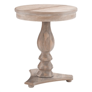 Linon Bree Round Wood Side Table 20&quotD x 24.5&quotH with Pedestal Base Natural Brown