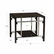 Linon Dart End Table (Set of 2) Top & Bottom Glass Shelves in Glossy Black Steel