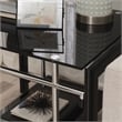 Linon Dart End Table (Set of 2) Top & Bottom Glass Shelves in Glossy Black Steel