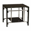 Linon Dart End Table (Set of 2) Top & Bottom Glass Shelves in Glossy Black Steel