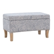 Linon Stephanie Wood Upholstered Storage Ottoman in Stone Gray