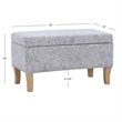 Linon Stephanie Wood Upholstered Storage Ottoman in Stone Gray